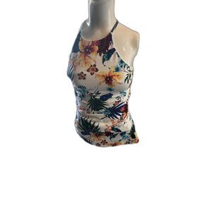Hapari Tankini Top Built in Cups Sz L Ruched Silhouette Shaping Adjustable NWT